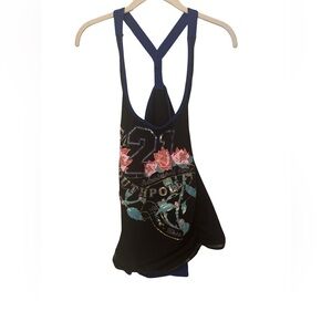 South Pole Black and Blue Floral Tank Top